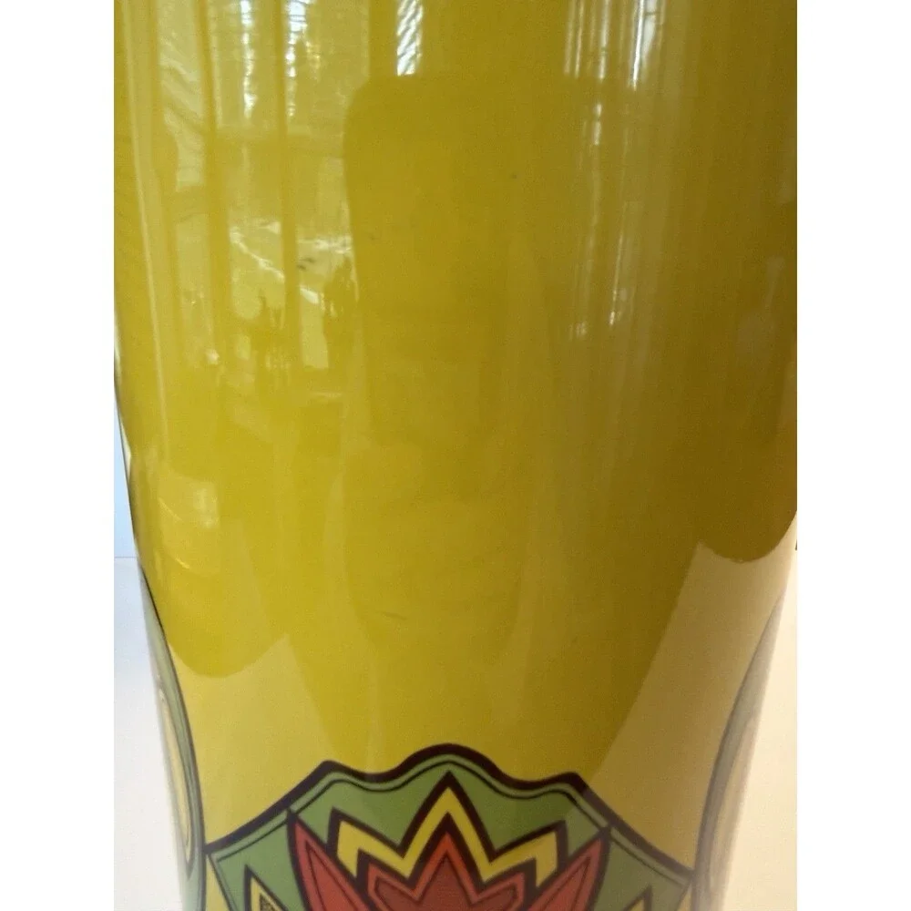Vintage 70s Japan Airpot Pump Thermos MCM Mod Flower Power Yellow Green Orange